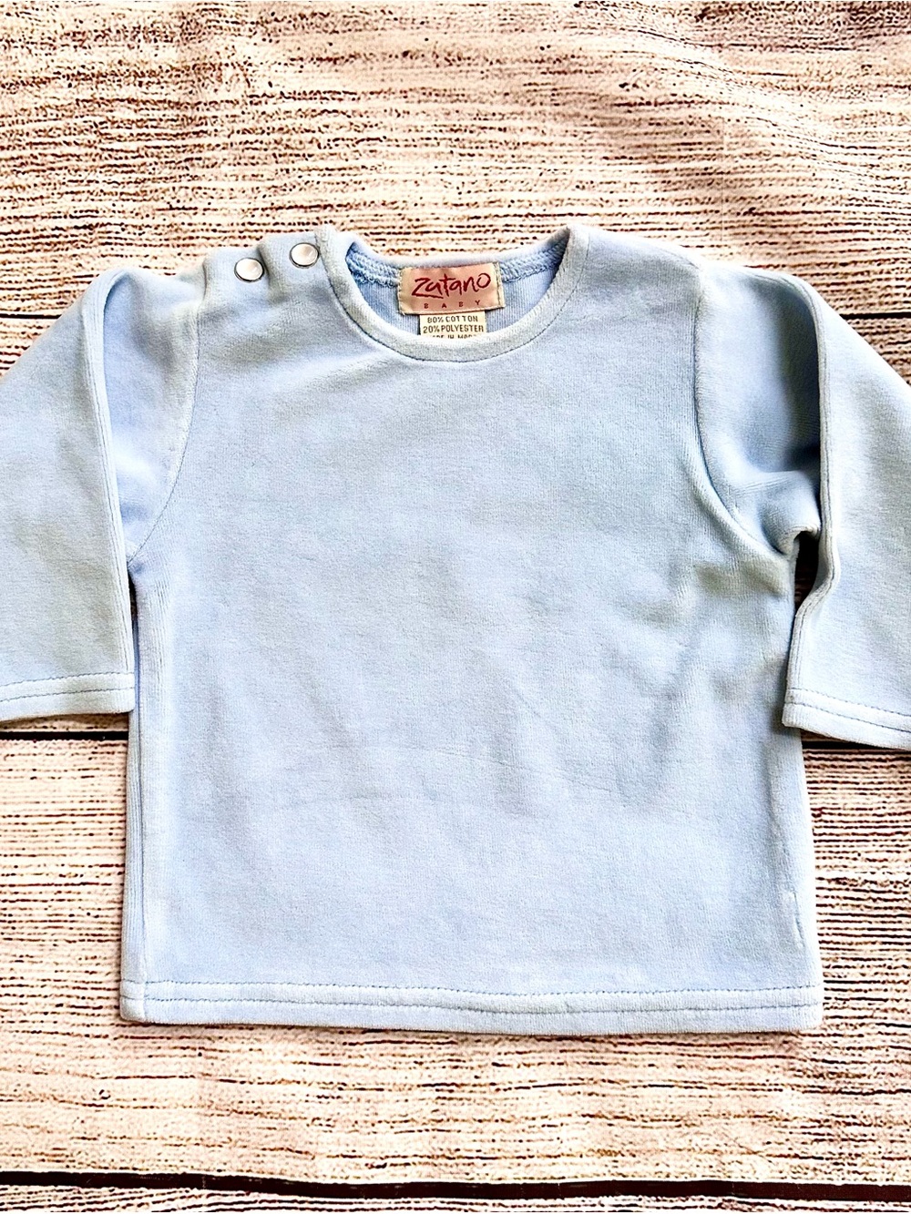 Zutano Baby Light Blue Iridescent Velour Knit Top Boy’s Sz 0-3M